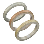 Set of 3 Handcrafted Hammered Bands in 14K Yellow Gold, Rose Gold, and Sterling Silver