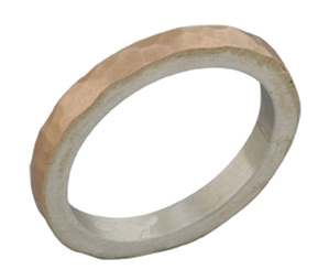 14K Rose Gold and Sterling Silver Hammered Band - FINAL SALE - Size 5