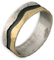 FINAL SALE - SIZE 6 - Black Wave Ring in 14K Yellow Gold and Sterling Silver