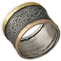 FINAL SALE - SIZE 12 - 14K Yellow Gold, Rose Gold, and Silver Paisley Wedding Band