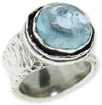 Natural Aquamarine Moon Ring in Sterling Silver