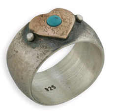 Turquoise Heartbeat Ring in 14K Rose Gold and Sterling Silver