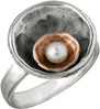 Two-Tone Pearl Cup Ring in 14K Rose Gold and Sterling Silver