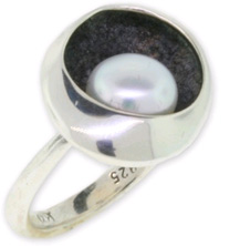Handmade Solitaire Pearl Cup Ring in Sterling Silver
