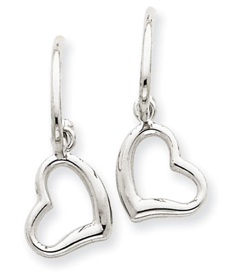 Heart Dangle Earrings in 14K White Gold