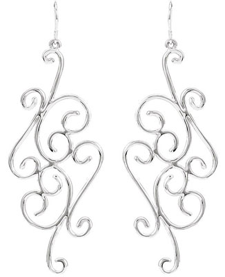 Scrollwork Design Earrings in Sterling Silver