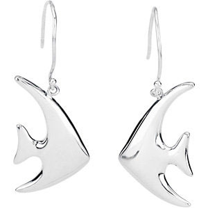 Angelfish Earrings, 14K White Gold