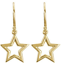 14K Yellow Gold Star Earrings