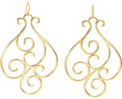 14K Yellow Gold Scrollwork Design Earrings
