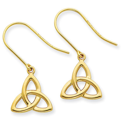 14k Yellow Gold Celtic Trinity Knot Earrings