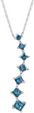Princess Cut Blue Diamond 1 Carat Journey Pendant, 14K White Gold