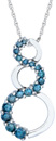 Blue Diamond Circle Swirl Pendant, 14K White Gold