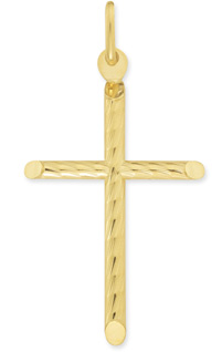 Swirl Textured Italian 14K Gold Cross Pendant