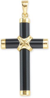 Onyx Cross Pendant, 14K Gold