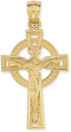 Celtic Crucifix Pendant, 14K Gold