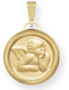 Renaissance Angel Pendant, 14K Yellow Gold