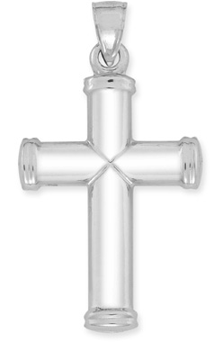 14K White Gold Tuscan Cross Pendant