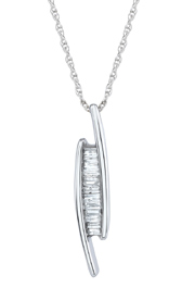 Diamond Baguette Pendant, 10K White Gold