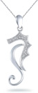 Diamond Sea Horse Pendant, 14K White Gold