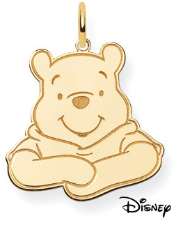 Winnie The Pooh Pendant, 14K Solid Yellow Gold