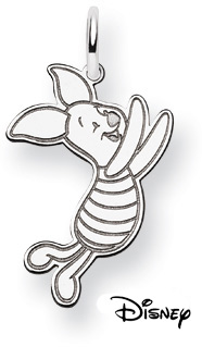 Piglet Pendant, 14K Solid White Gold