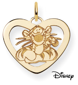 Tigger Heart Pendant, 14K Solid Yellow Gold