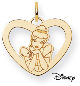 Cinderella Heart Pendant, 14K Solid Yellow Gold