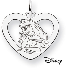 Sleeping Heart Beauty Pendant, 14K Solid White Gold