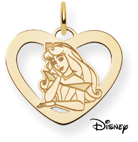 Sleeping Beauty Heart Pendant, 14K Solid Yellow Gold