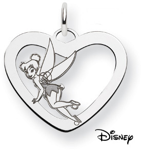 Tinkerbell Heart Pendant, 14K Solid White Gold