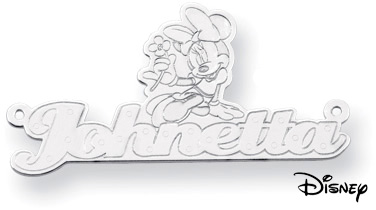 Personalized Minnie Mouse Name Pendant, 14K Solid White Gold