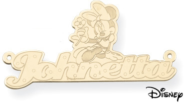 Personalized Minnie Mouse Name Pendant, 14K Solid Yellow Gold
