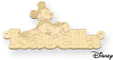 Personalized Mickey Mouse Name Pendant, 14K Solid Yellow Gold
