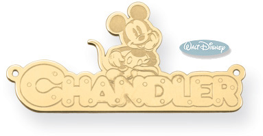 Personalized Mickey Mouse Name Pendant, 14K Solid Yellow Gold
