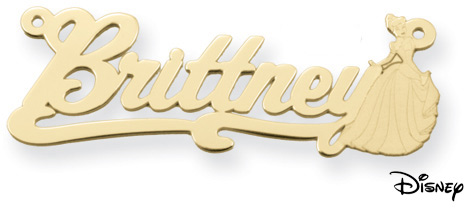 Personalized Cinderella Name Pendant, 14K Solid Yellow Gold