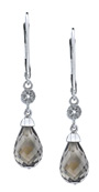 Faceted Smokey Quartz Earrings, 10K White Gold