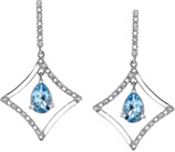 Blue Topaz and Diamond Drop Dangle Earrings