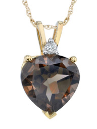Smoky Quartz Heart Pendant, 14K Yellow Gold