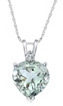 Green Amethyst Heart Pendant, 14K White Gold