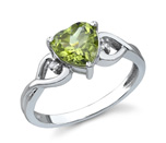 Peridot Heart Ring in 10K White Gold