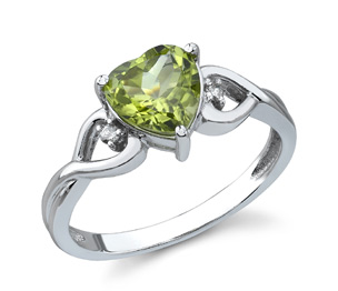 Peridot Heart Ring in 10K White Gold
