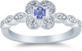 Tanzanite Florette and Diamond Ring, 14K White Gold