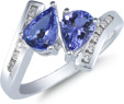 Double Pear Shaped Tanzanite and Diamond Ring