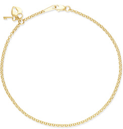 Heart Lock & Key Anklet, 14K Yellow Gold