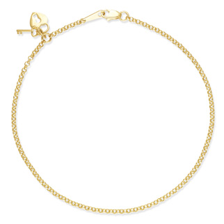 Heart Lock & Key Anklet, 14K Yellow Gold