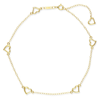 14K Yellow Gold Heart Anklet