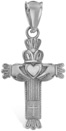 Claddagh Cross Pendant, 14K White Gold