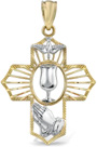 Holy Communion Cross Pendant, 14K Two-Tone Gold