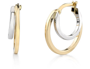 14K Two-Tone Gold Dual Hoop Earrings