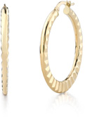 Ridged Design Italian Hoop Earrings, 14K Yellow Gold